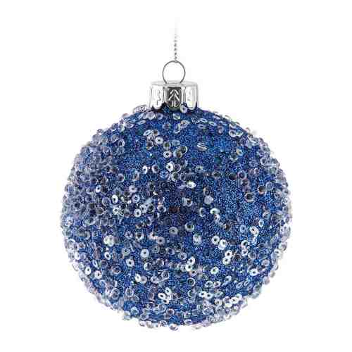 Елочное украшение Holiday Classics Шар Искристая фантазия синий с золотыми пайетками 8 см арт. 3481656