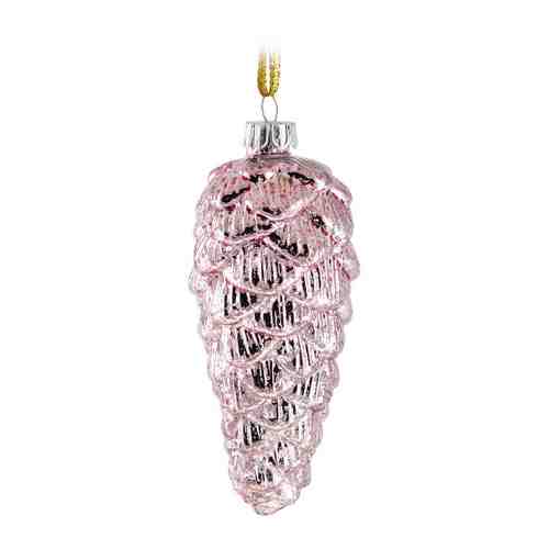 Елочное украшение Holiday Classics Шишка сосновая серебряно-розовая 5.5х12.5 см арт. 3481626