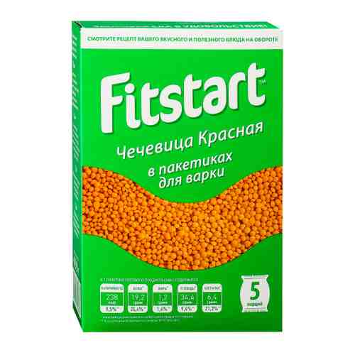 Чечевица Fitstart Красная 5 пакетиков по 80 г арт. 3485493