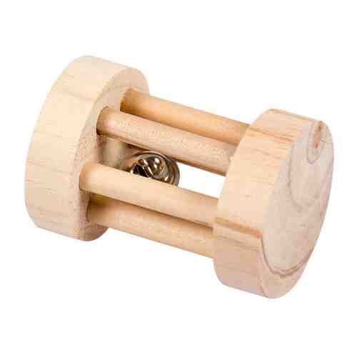 Игрушка Duvo+ деревянная Барабан с колокольчиком для грызунов 3.5х5 см арт. 3456439