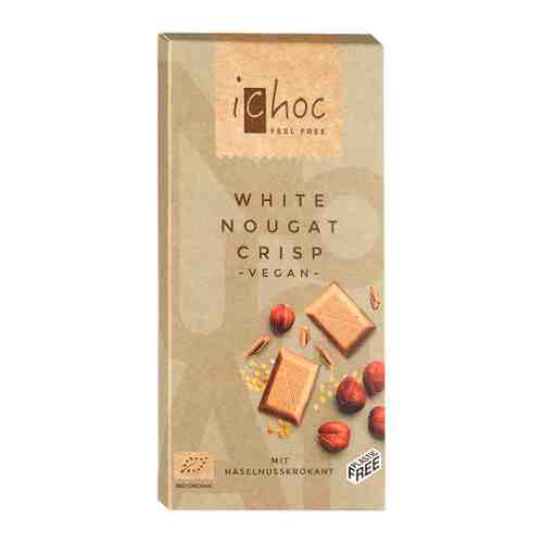 Шоколад iChoc Organic веганский на рисовом молоке с нугой из фундука и кусочками карамели 80 г арт. 3381410