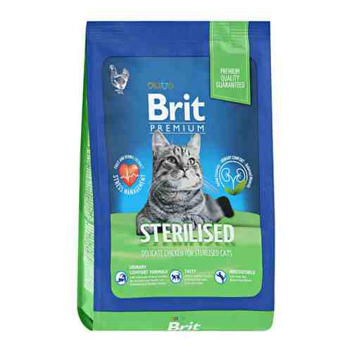 Корм сухой Brit Premium Cat Sterilized Chicken для взрослых стерилизованных кошек с курицей 400 г арт. 3516731