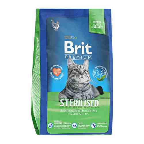 Корм сухой Brit Premium Cat Sterilized Chicken для взрослых стерилизованных кошек с курицей 800 г арт. 3516745