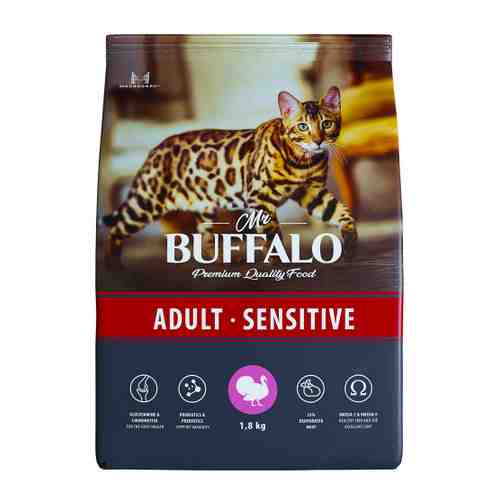 Корм сухой Mr.Buffalo Adult Sensitive индейка для кошек 1.8 кг арт. 3520098