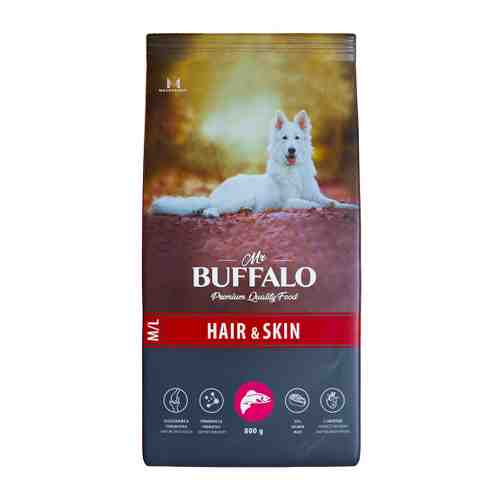 Корм сухой Mr.Buffalo Hair & Skin Care лосось для собак средних и крупных пород 800 г арт. 3520096