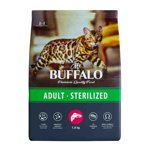 Корм сухой Mr.Buffalo Sterilized лосось для кошек 1.8 кг арт. 3520091