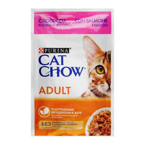 Корм влажный Cat Chow с лососем и зеленой фасолью в желе для взрослых кошек 85 г арт. 3383661