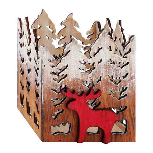 Короб декоративный Holiday Classics Красный олень белый 12.5х11х13.5 см арт. 3484526