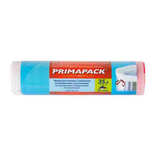 Мешки для мусора Prima Pack с завязками белые 35 л 15 штук арт. 3442480