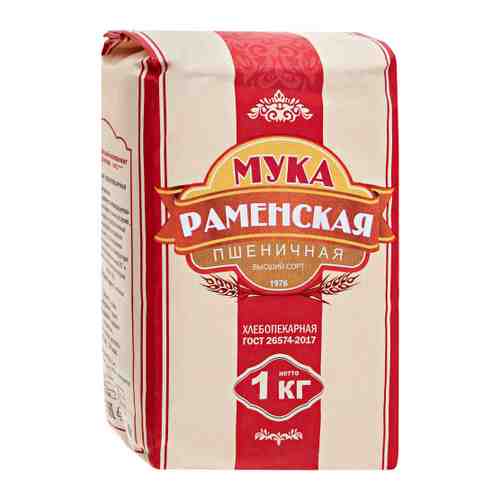 Мука Раменская пшеничная хлебопекарная высший сорт 1 кг арт. 3449398