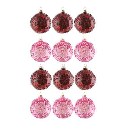 Набор елочных украшений Koopman Шары красные розовые 12 штук 8 см арт. 3413347
