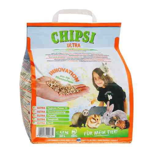 Наполнитель Chipsi Ultra древесный впитывающий для грызунов и рептилий 4.3 кг арт. 3423859