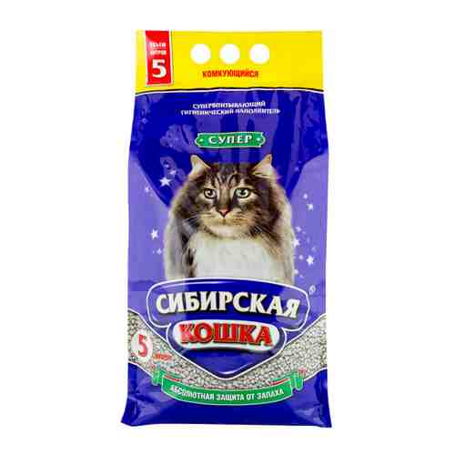 Наполнитель Сибирская кошка Супер комкующийся для кошачьего туалета 5 л арт. 3461857