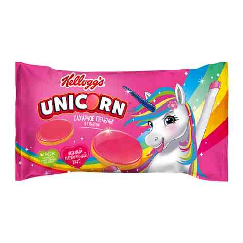 Печенье Kellogg's Unicorn сахарное в глазури Клубника 105 г арт. 3406197