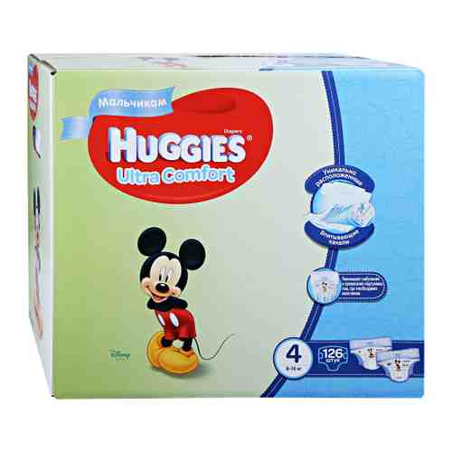 Подгузники Huggies Ultra Comfort Disney для мальчиков 4 (8-14 кг, 126 штук) арт. 3375093