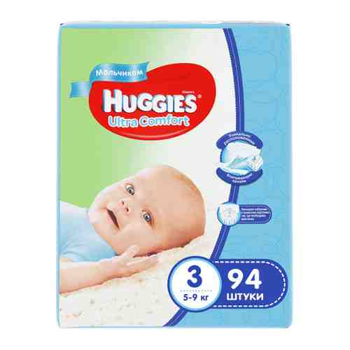 Подгузники Huggies Ultra Comfort для мальчиков 3 (5-9 кг, 94 штуки) арт. 3060459