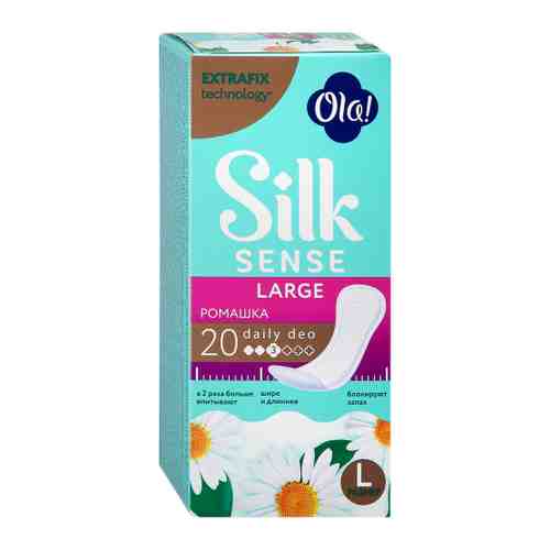 Прокладки ежедневные Ola! Silk Sense Dayly Deo Large гигиенические аромат ромашка 3 капли 20 штук арт. 3437625
