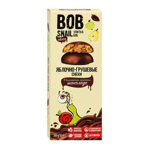 Снек Bob Snail Фруктовый яблочно-грушевый в молочном бельгийском шоколаде 30 г арт. 3495061