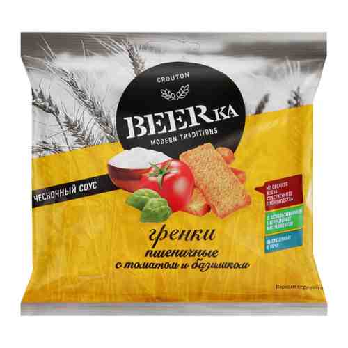 Сухарики BEERka uренки пшеничные со вкусом томатов и чесночный соус 60 г арт. 3480703