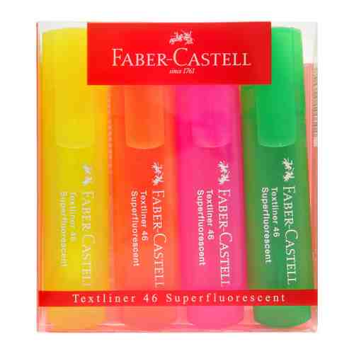 Текстовыделитель Faber-Castell 46 Superfluorescent 4 цвета (толщина линии 1.0-5.0 мм) арт. 3399982