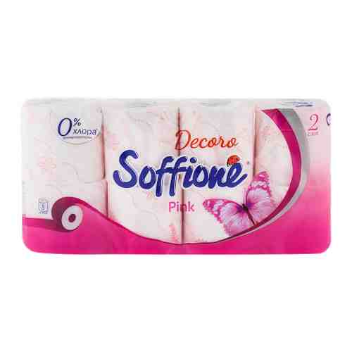 Туалетная бумага Soffione Pink розовая 2-слойная 8 рулонов арт. 3458606