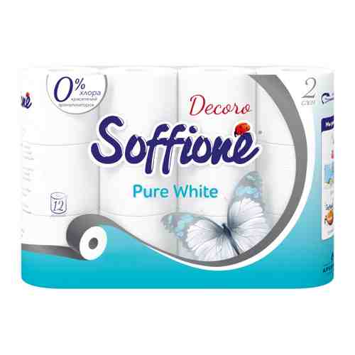 Туалетная бумага Soffione Pure White 2-слойная 12 рулонов арт. 3417628