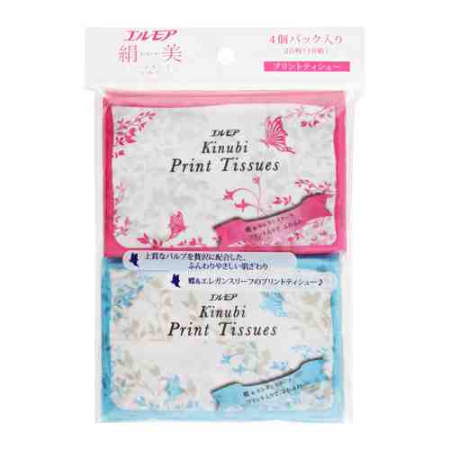 Платочки бумажные Kami Shodji Ellemoi Kinubi Print Tissues с шелком 2-слойные 10 штук арт. 3420642