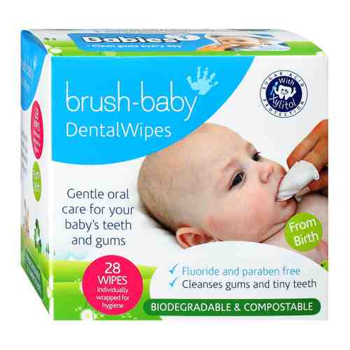 Влажные салфетки детские Brush Baby для зубов и ротовой полости 28 штук арт. 3508798