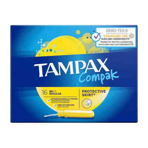 Тампоны Tampax Compak Regular Duo 2 капли 16 штук арт. 3323830